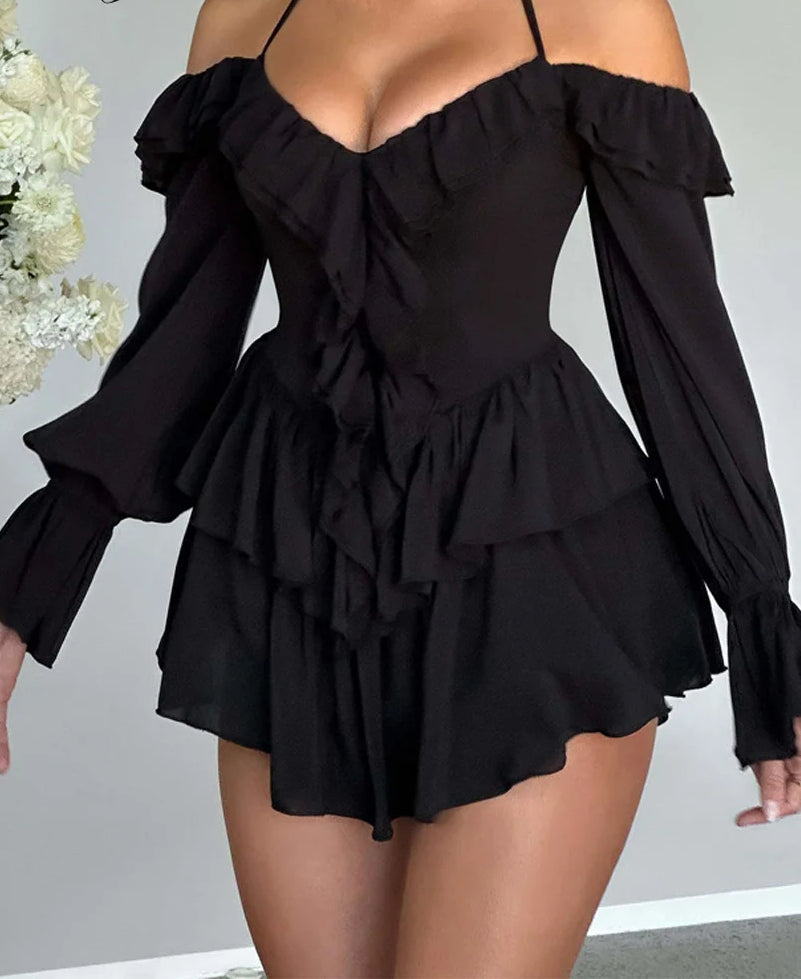 Ruffle Flare Sleeve Mini Dress