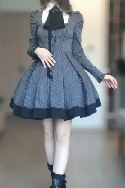Dark Sweet Lolita Striped Mini Dress