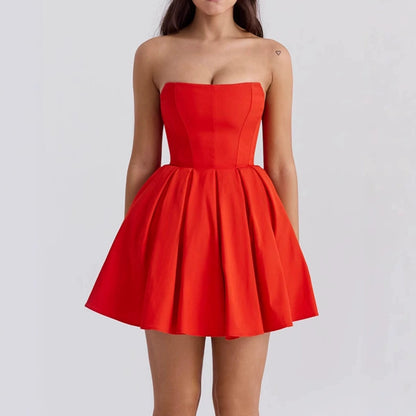 Red – Strapless Backless Mini Dress