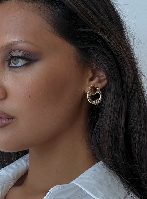 Allyza Gemstone Detail Earrings Gold