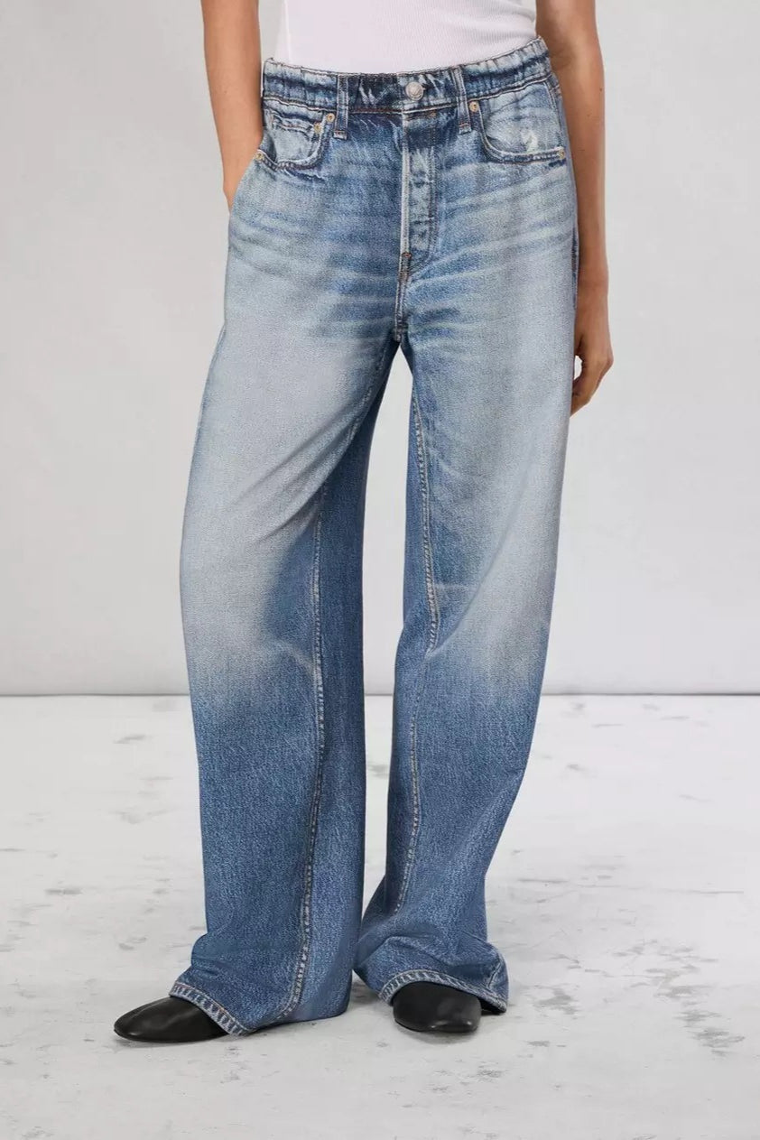 Versatile American Casual High-Waisted Narrow Wide-Leg Loose Jeans