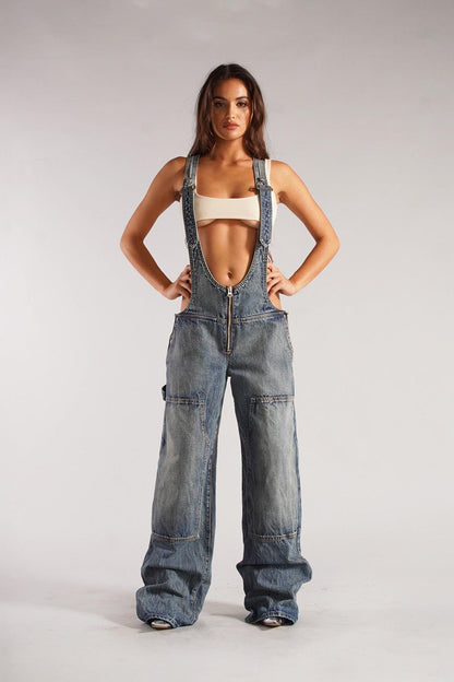 Chic Utility Denim Jumpsuit