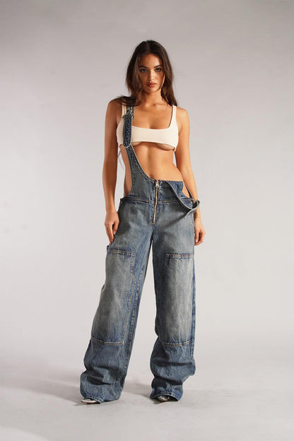 Chic Utility Denim Jumpsuit