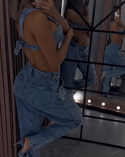 Diamond-Studded Jeans Set (Pre-Sale)