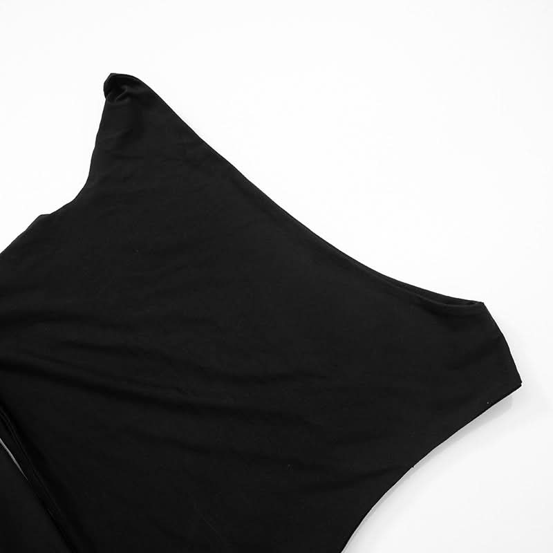Hollow out irregular one shoulder solid cut out mini dress  | Festival Outfits Women