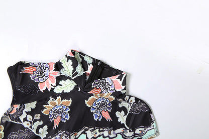 Flower print cap sleeve contrast mini dress  | Festival Outfits Women