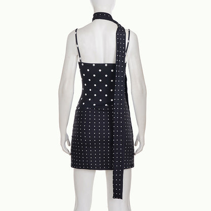 Polka dot slit v neck cami mini dress  | Festival Outfits Women