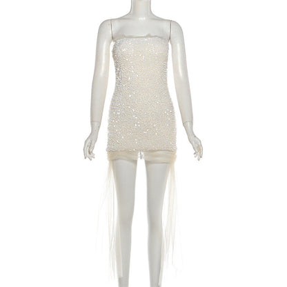 Glitter mesh tube mini dress  | Festival Outfits Women