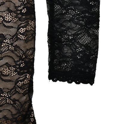 Lace long sleeve v neck backless mini dress  | Festival Outfits Women