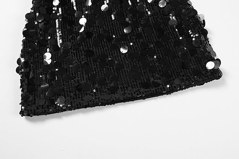 Halter glitter backless square neck mini dress  | Festival Outfits Women