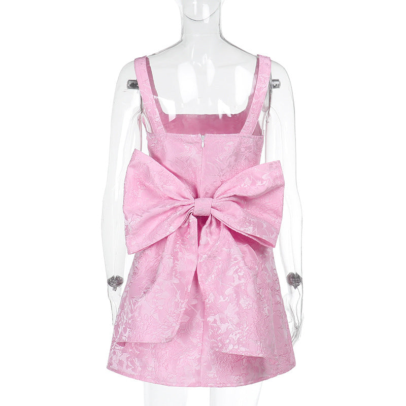 Square neck bowknot zip-up cami mini dress  | Festival Outfits Women