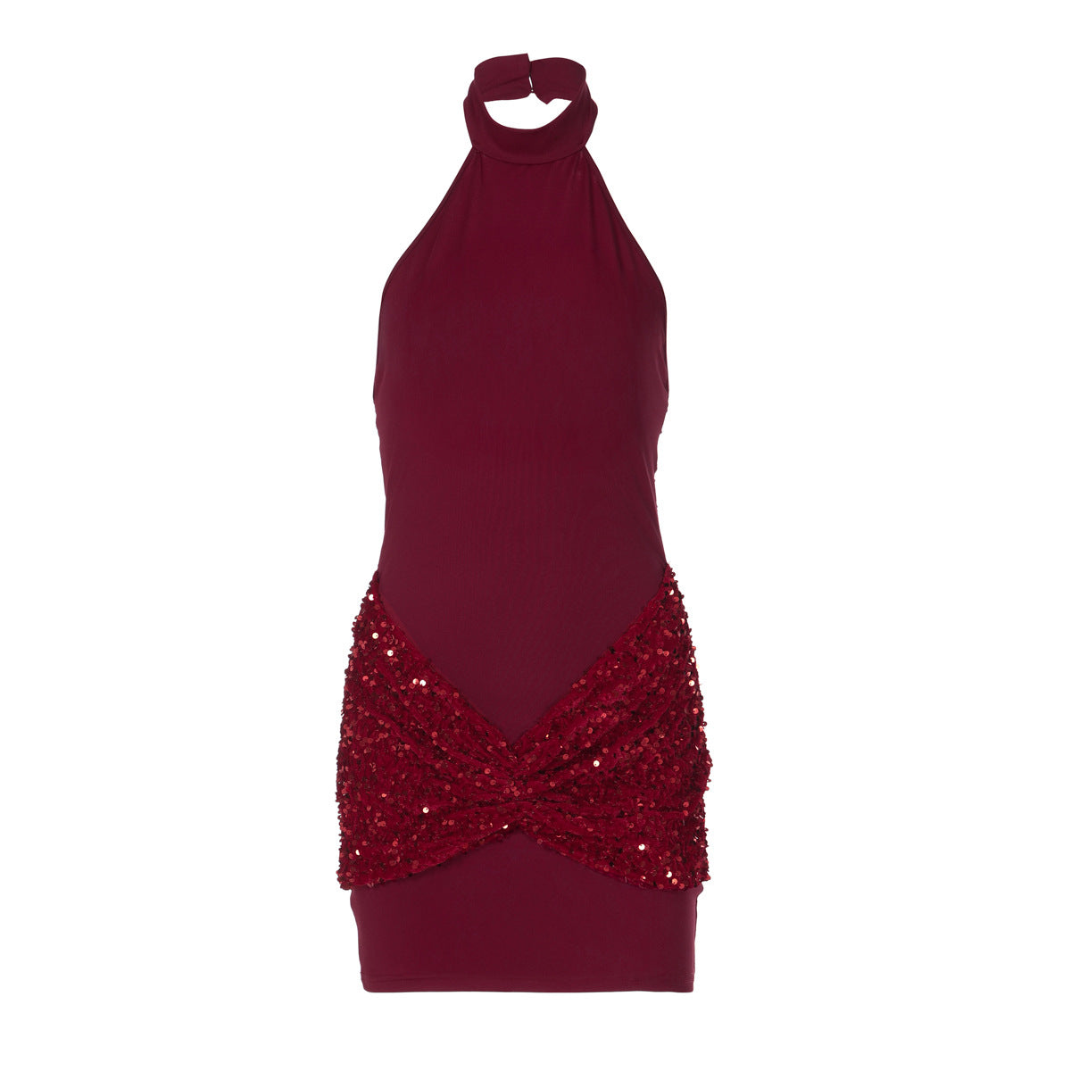Glitter ruched button halter backless mini dress  | Festival Outfits Women