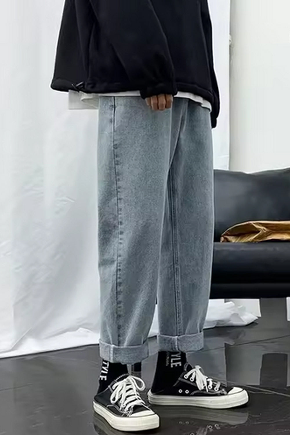 Long Straight Slim Men Jeans Pants