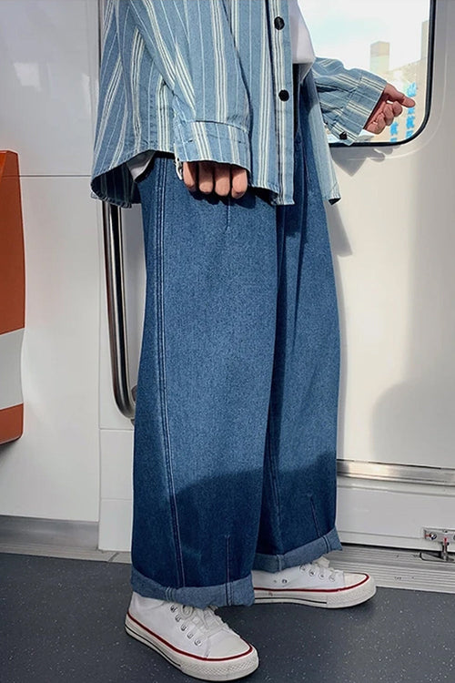 Wide Leg Hip Hop Jeans Long Men Pants