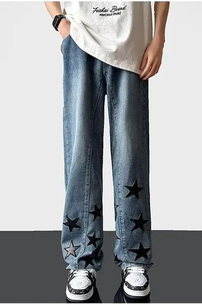 Stars Pattern Loose Jeans Pants