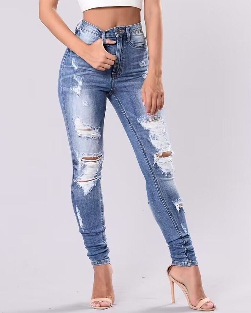 High Waist Ripped Jeans