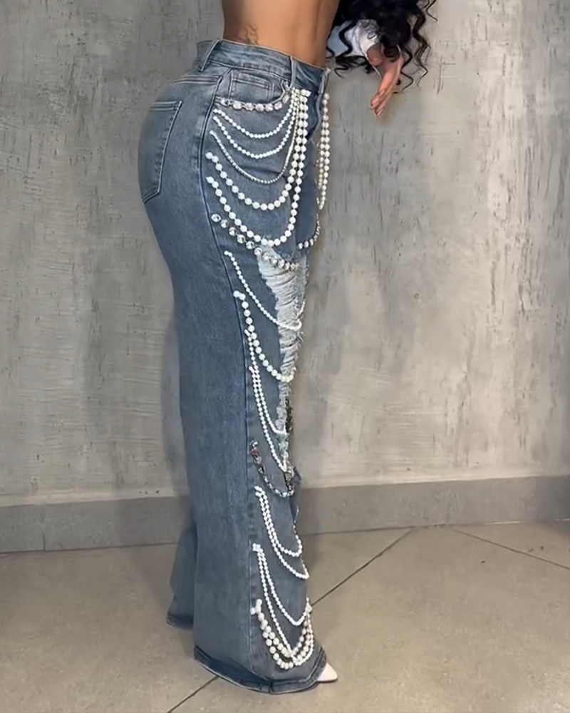 Embellished High-Waisted Jeans (Pre-Sale)