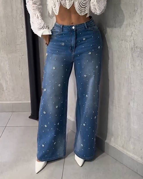 Embellished Straight Jeans (Pre-Sale)