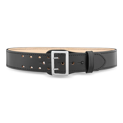 2-1/4"" Plain Leather Sam Browne 2-Row Stitch Duty Belt with Nickel Buckle | DTY-1011