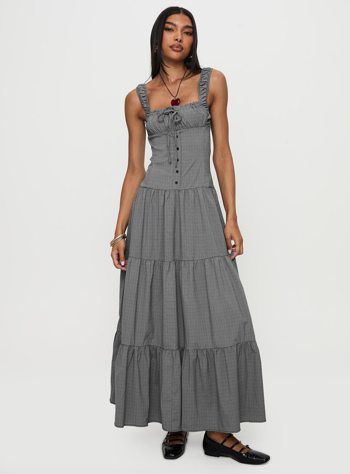 Ballerina Maxi Dress Onyx Gingham