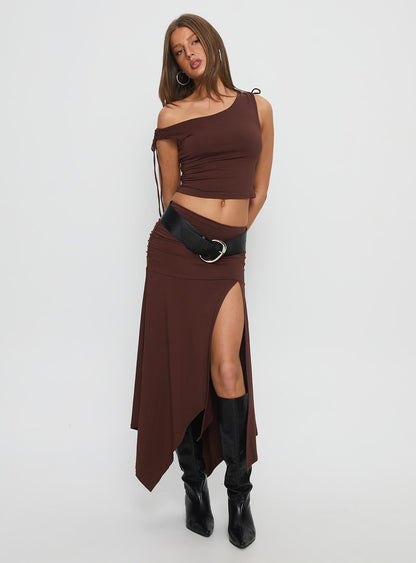 Azlynn Off Shoulder Set Brown