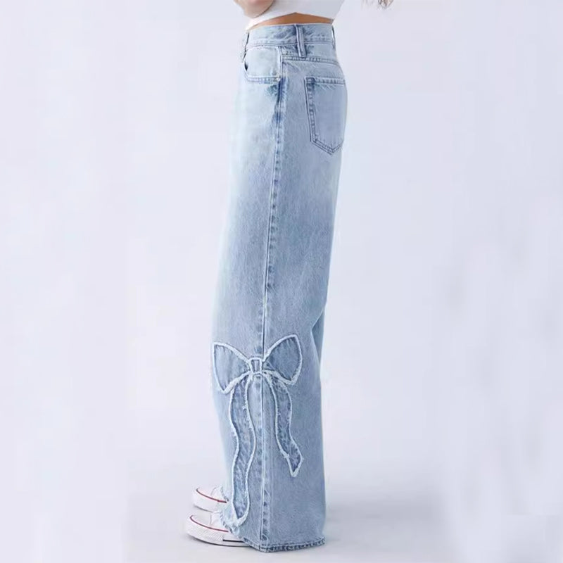 Women's Stylish Ribbon Baggy Jeans | Great voor Casual Dagen