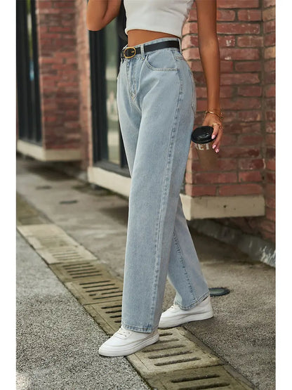 Light Wash Mid-Waist Butterfly Print Jeans
