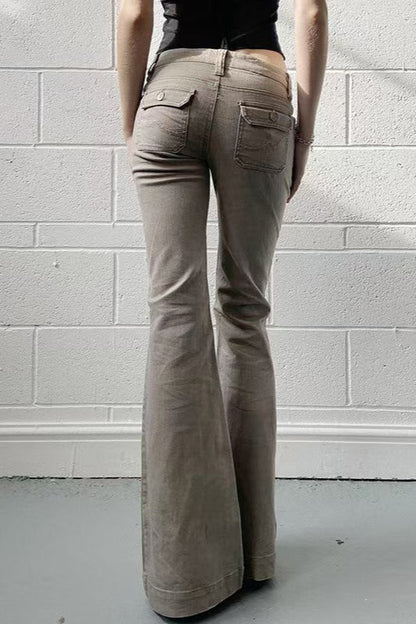 Edgy Low Waist Utility Bootcut Jeans