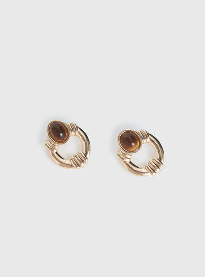 Allyza Gemstone Detail Earrings Gold