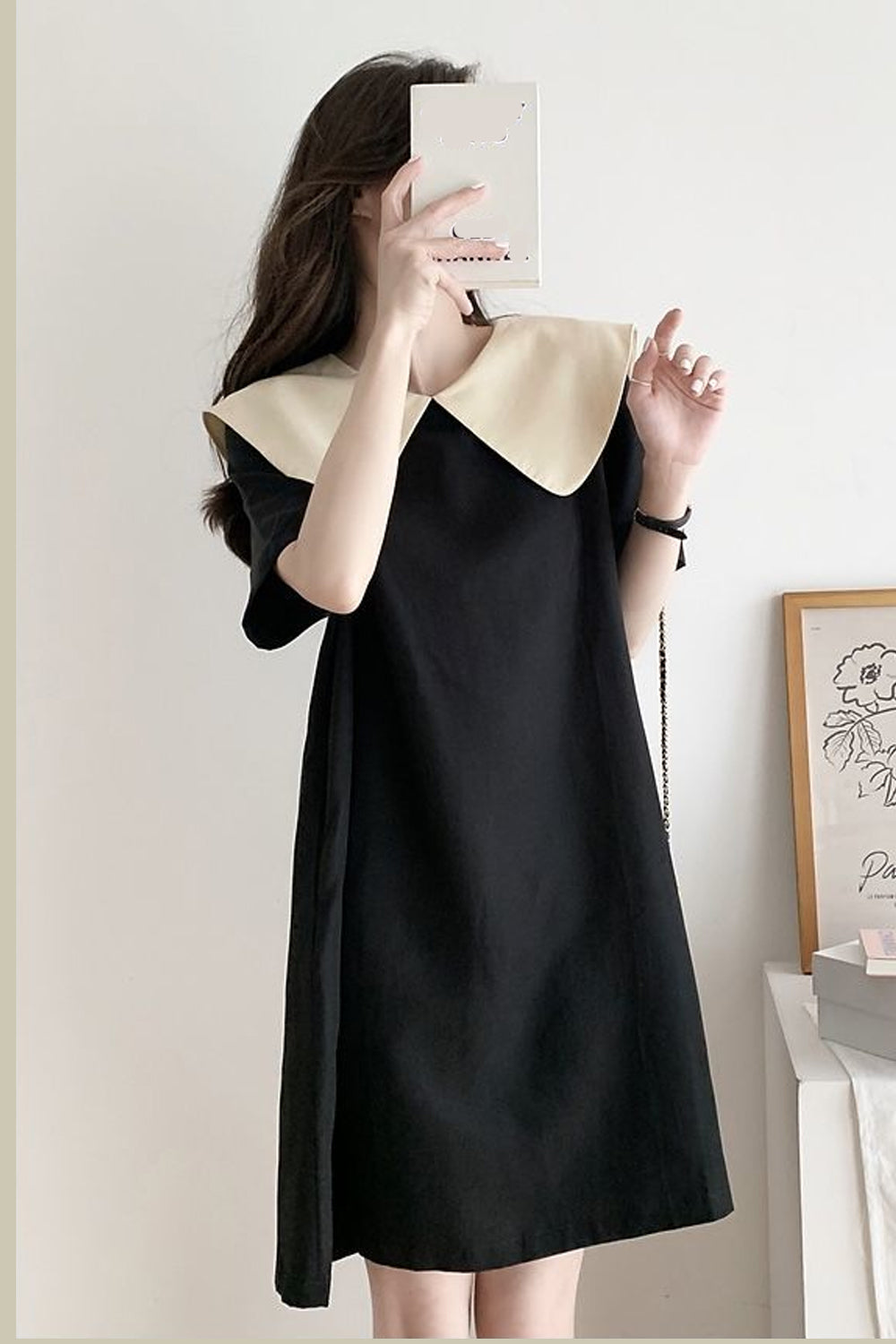 Cute Bow Doll Collar Retro Mini Dress