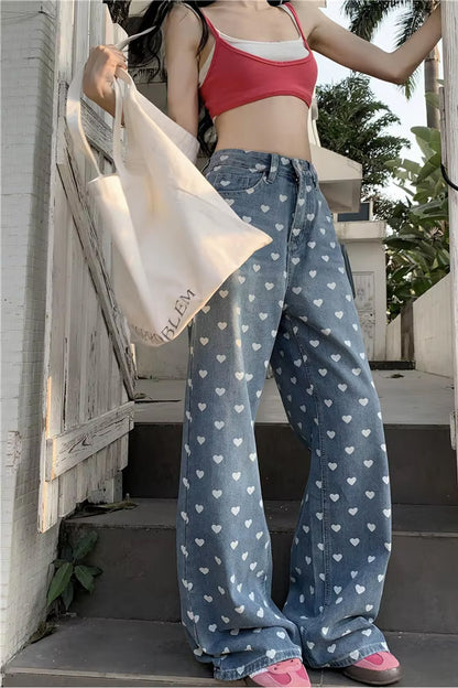 Loves Full Pattern Long Jeans Pants