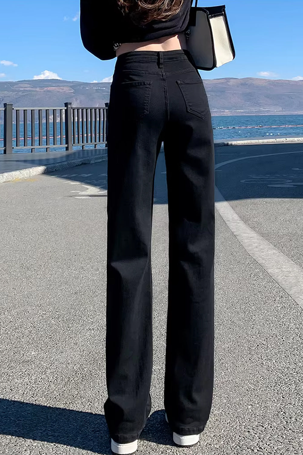 High Waist Casual Black Jeans Pants