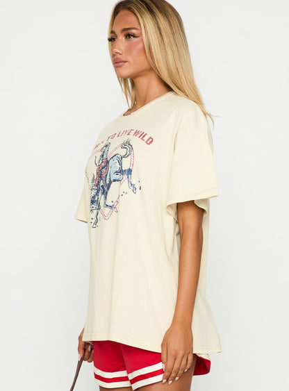 Born To Live Wild Graphic Top White