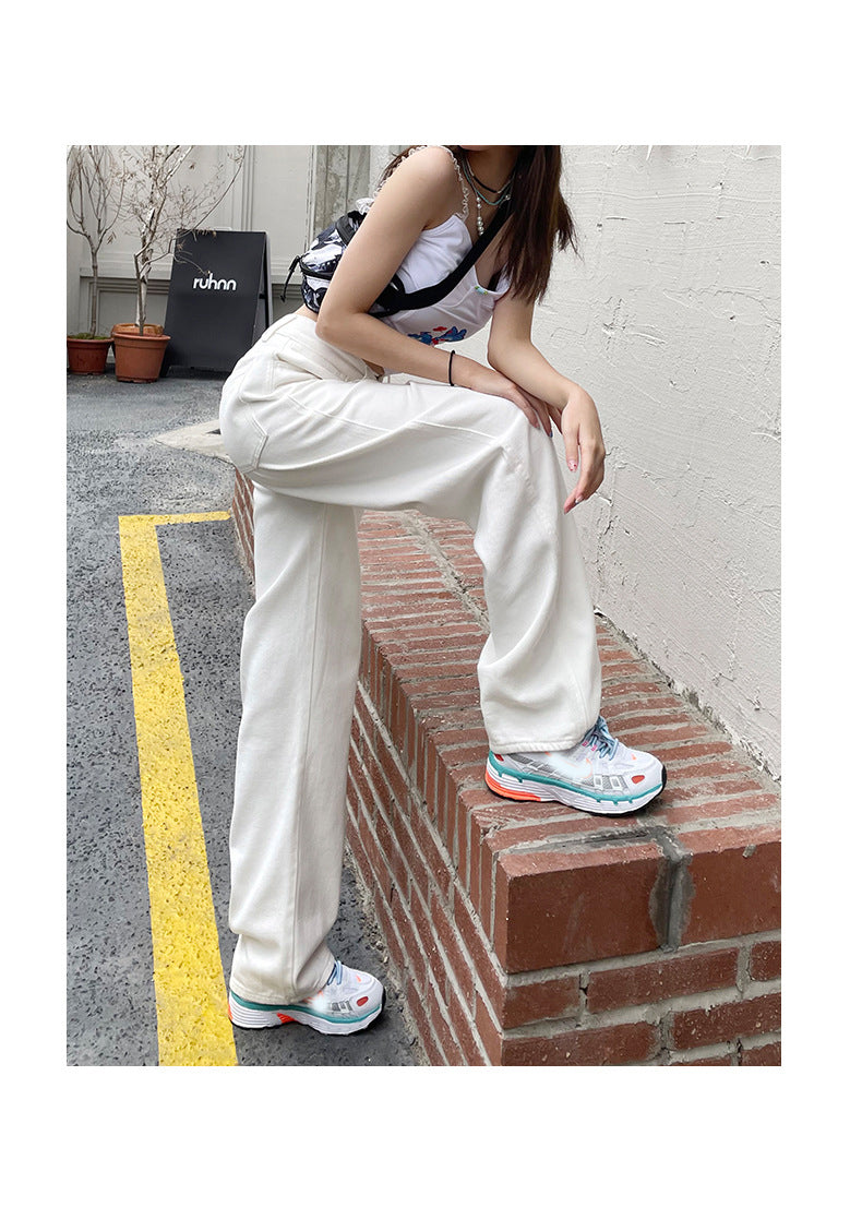 High Waist Wide Leg White Jeans Pants