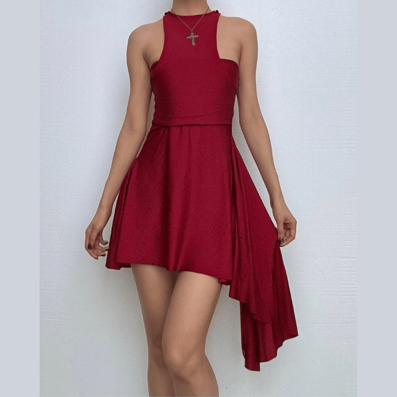 Halter ruched solid mini dress  | Festival Outfits Women