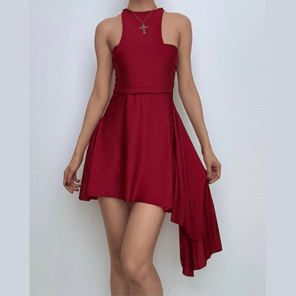 Halter ruched solid mini dress  | Festival Outfits Women