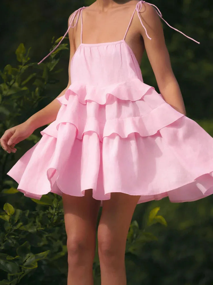 Cake Neck High-Waist Mini Dress