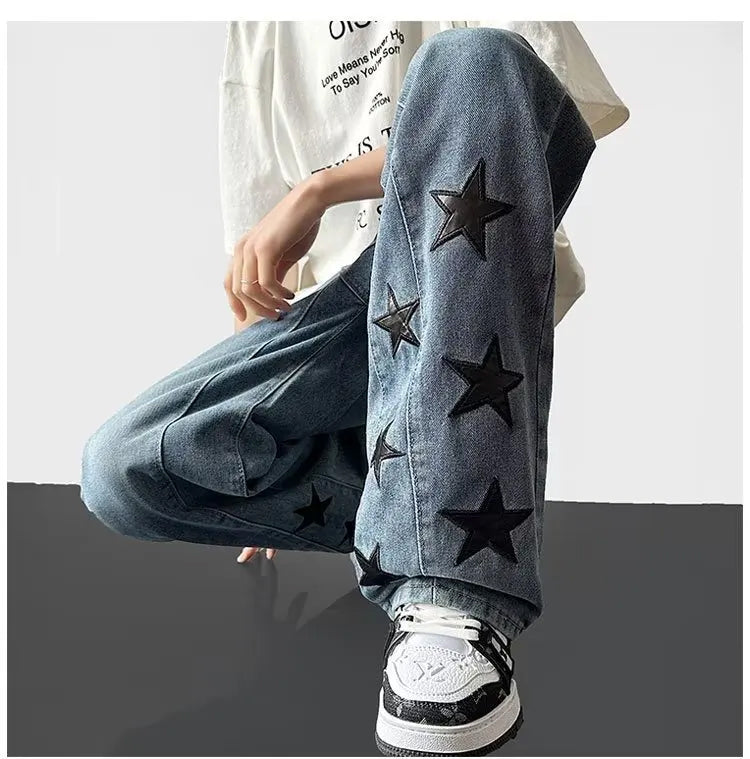 Stars Pattern Loose Jeans Pants