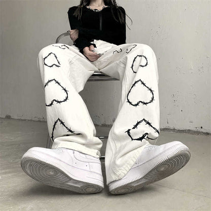 Big Love Pattern Casual Wide Leg Pants