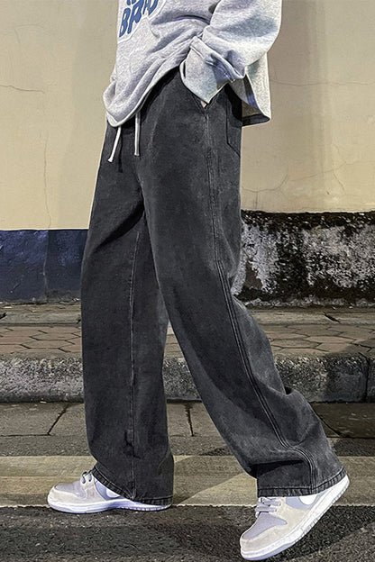 Loose Retro Wide Leg Men Jeans Pants