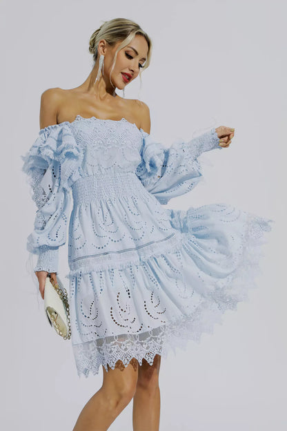Alanna Blue High Waist Mini Dress