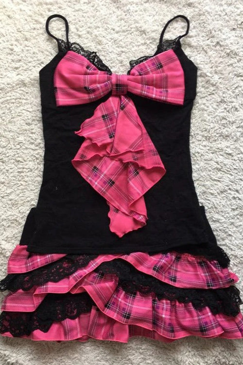 Punk Graphic Print Pleated Mini Dress