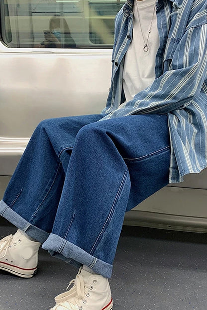 Wide Leg Hip Hop Jeans Long Men Pants