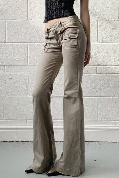 Edgy Low Waist Utility Bootcut Jeans
