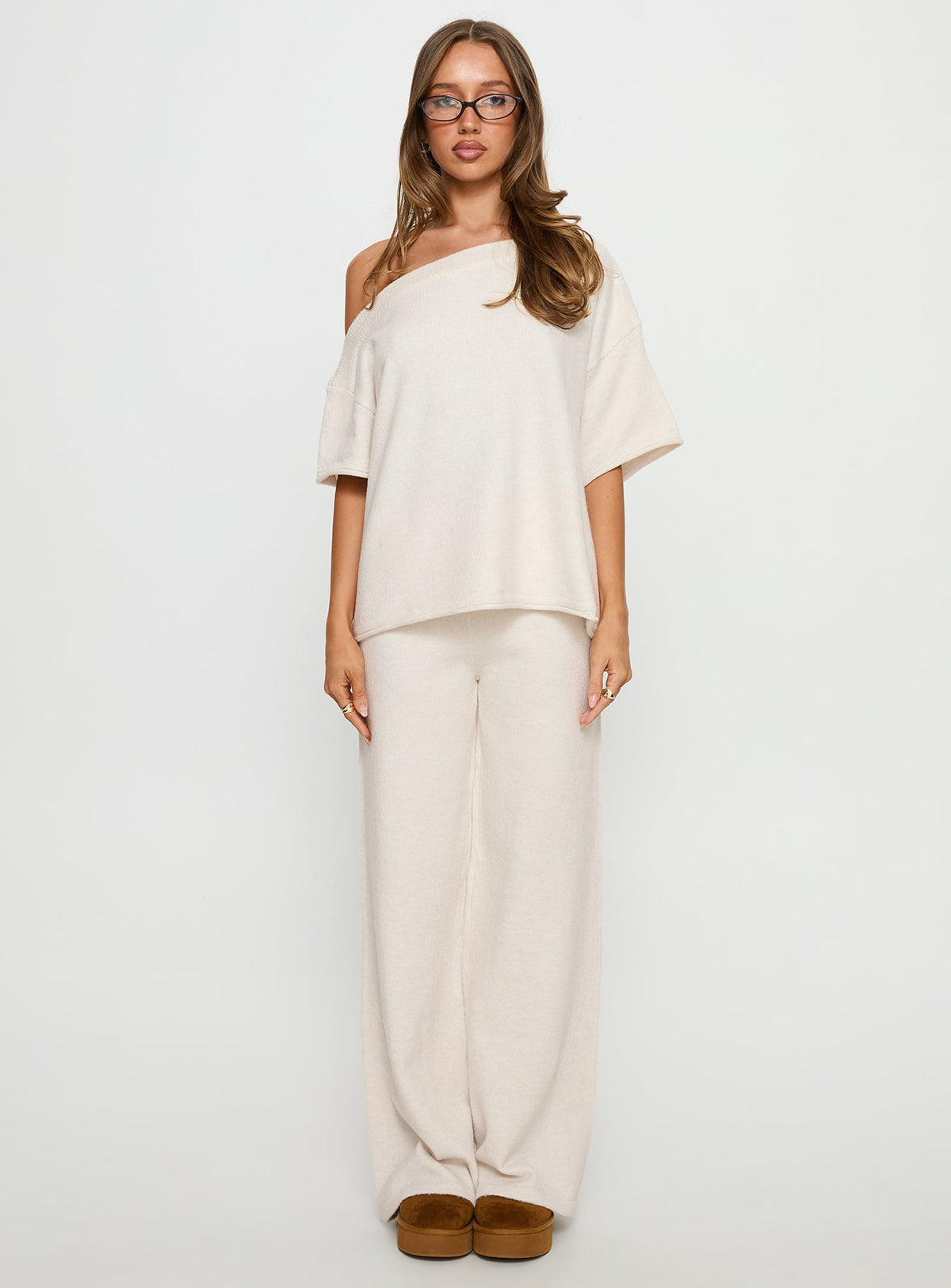 Bekki Wide Leg Knit Pant Oat