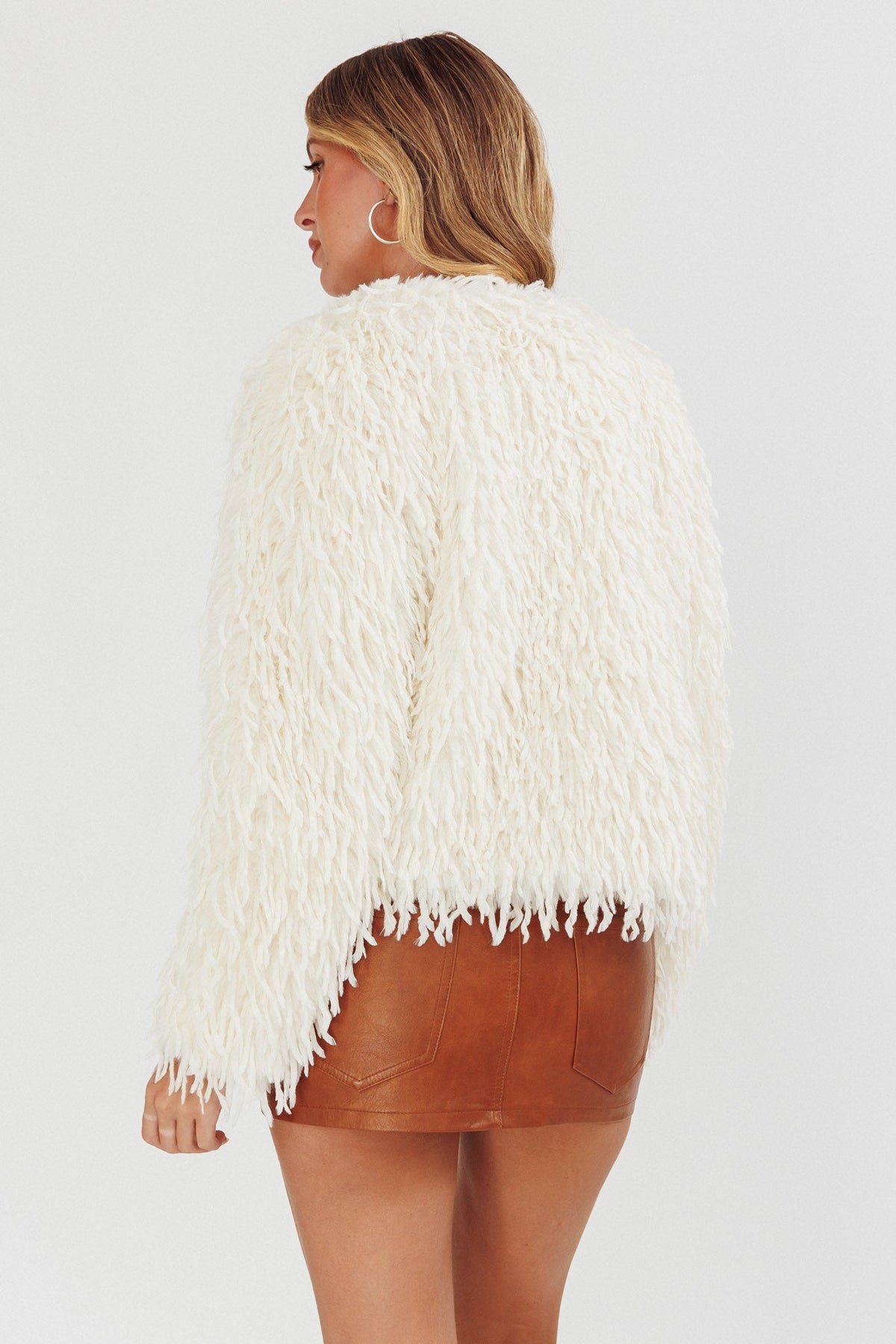 Montana Long Pile Faux Fur Jacket White