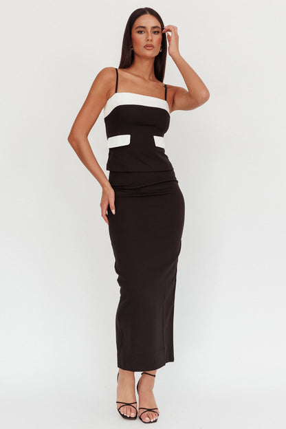 Switched On Column Maxi Skirt Black