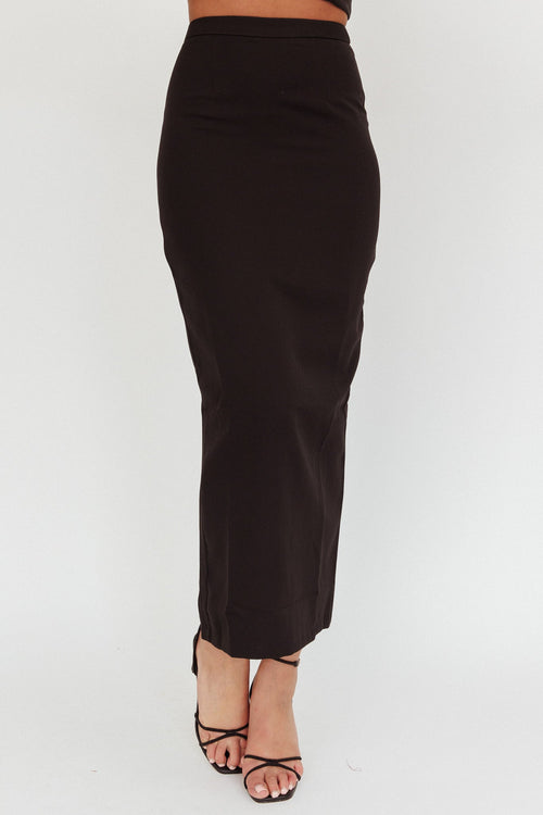 Switched On Column Maxi Skirt Black