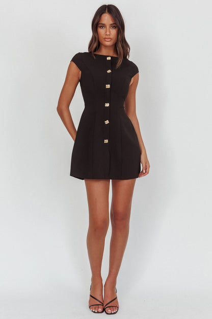 Rebel Cap Sleeve Mini Dress Black