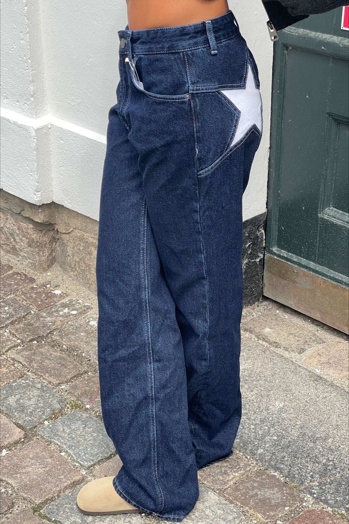 Contrast Patchwork Y2K Retro Star Back Casual Jeans